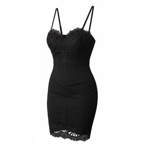 Haute Monde Black Lace Mini Dress